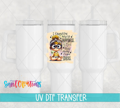 I Found the Key to Happiness UV DTF transfer on white 40 oz tumblers