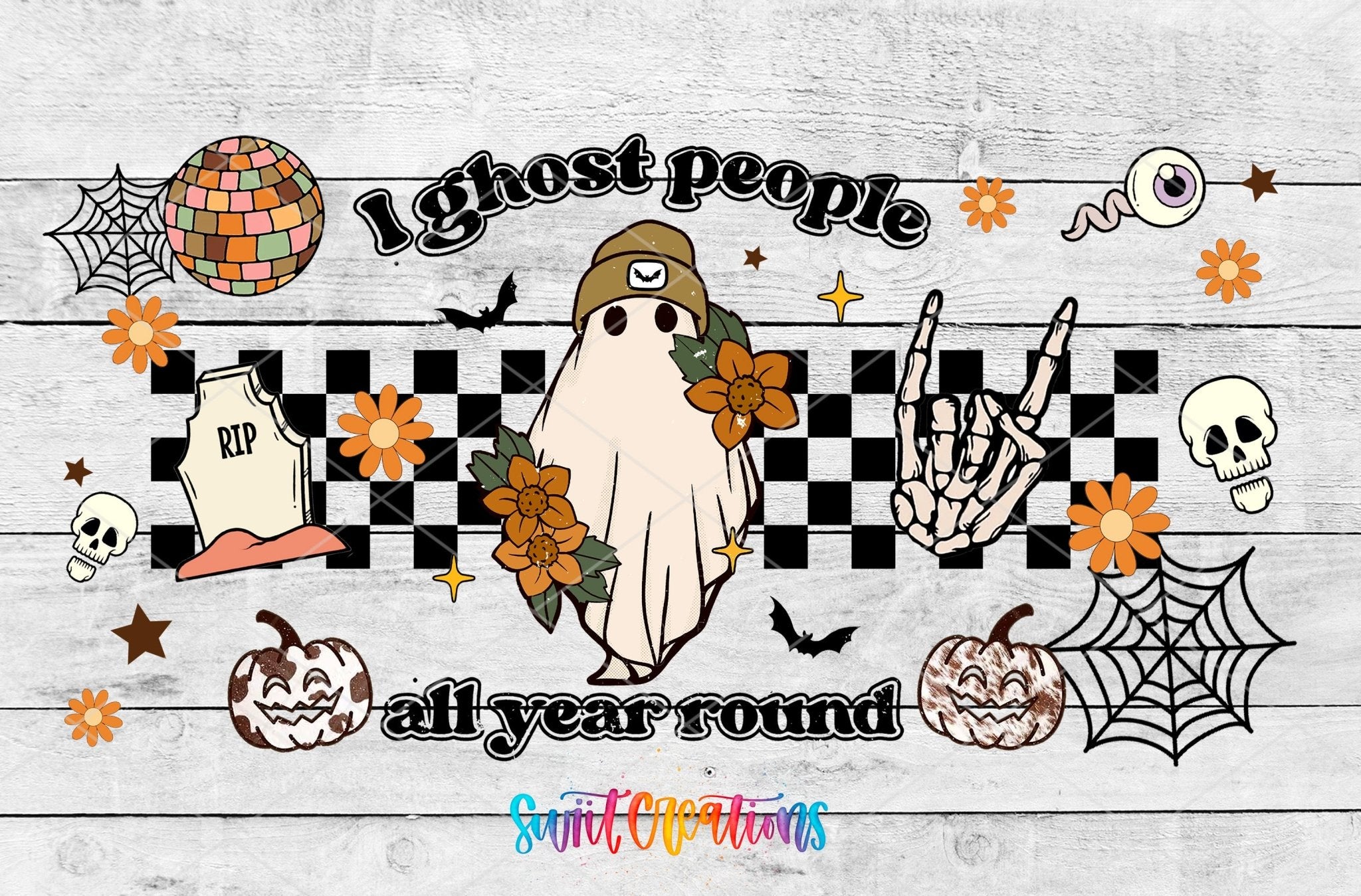 I Ghost People All Year Round UV DTF Transfer Tumbler Wrap | Retro Halloween | DTF167 - Swiit Creations