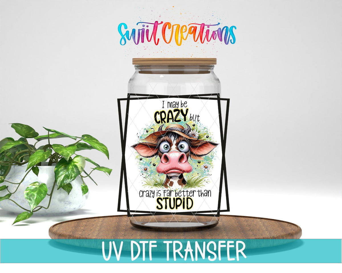 I May Be Crazy but Crazy is Far Better Than Stupid UV DTF Cup Decal | UV876 - Swiit Creations