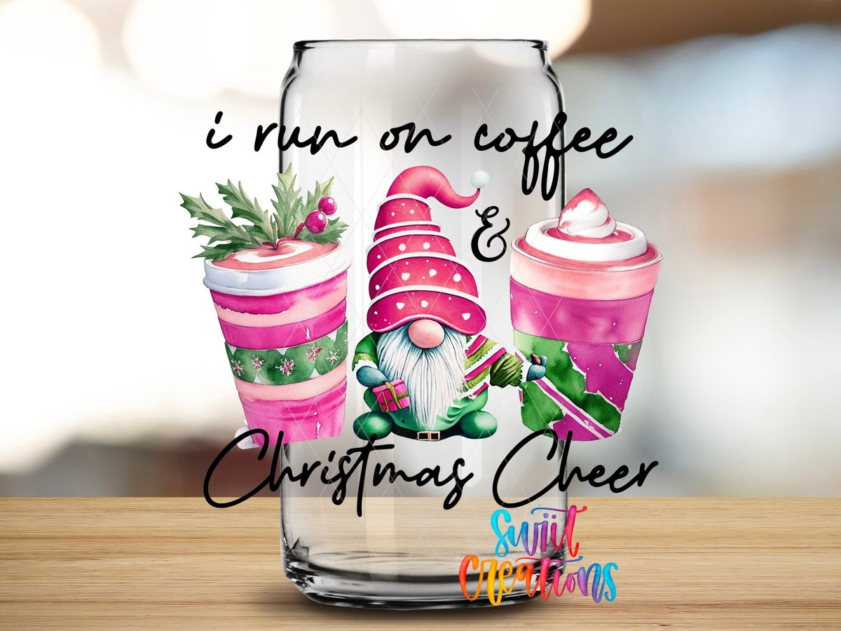 I Run On Coffee and Christmas Cheer UV DTF Cup Decal | UV1144 - Swiit Creations