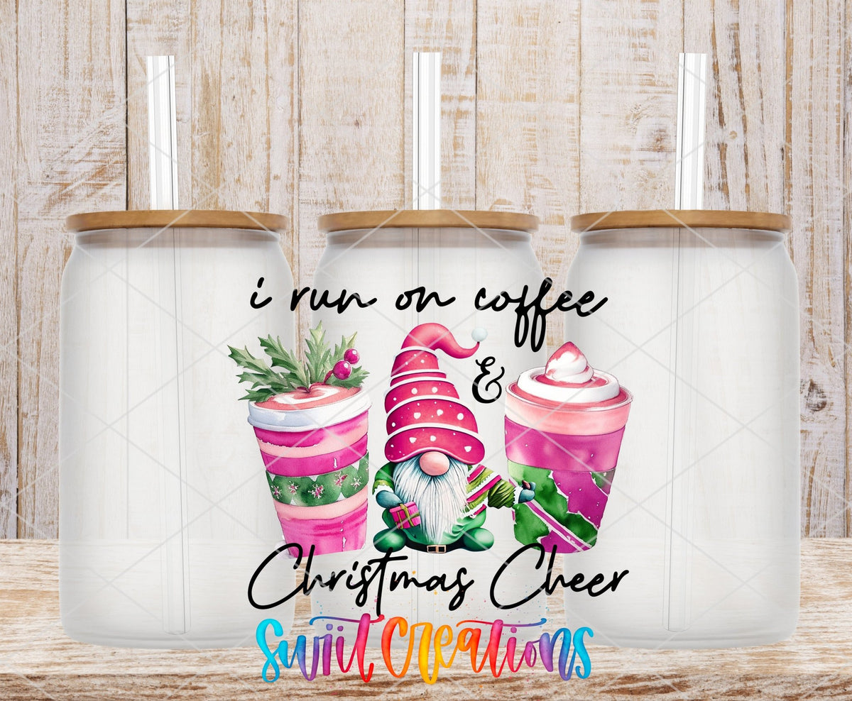I Run On Coffee and Christmas Cheer UV DTF Cup Decal | UV1144 - Swiit Creations