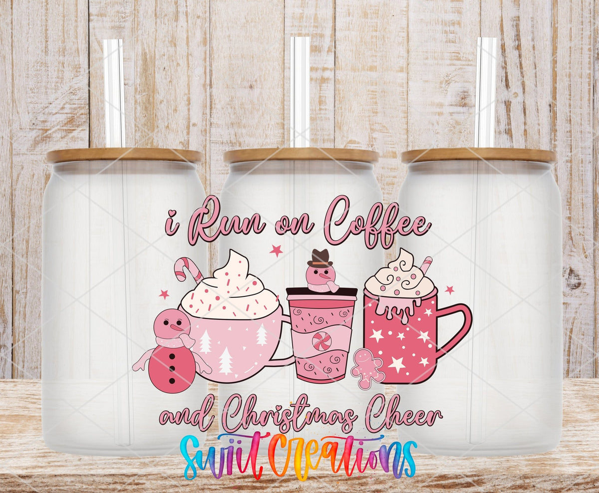I Run On Coffee And Christmas Cheer UV DTF Decal | UV1153 - Swiit Creations