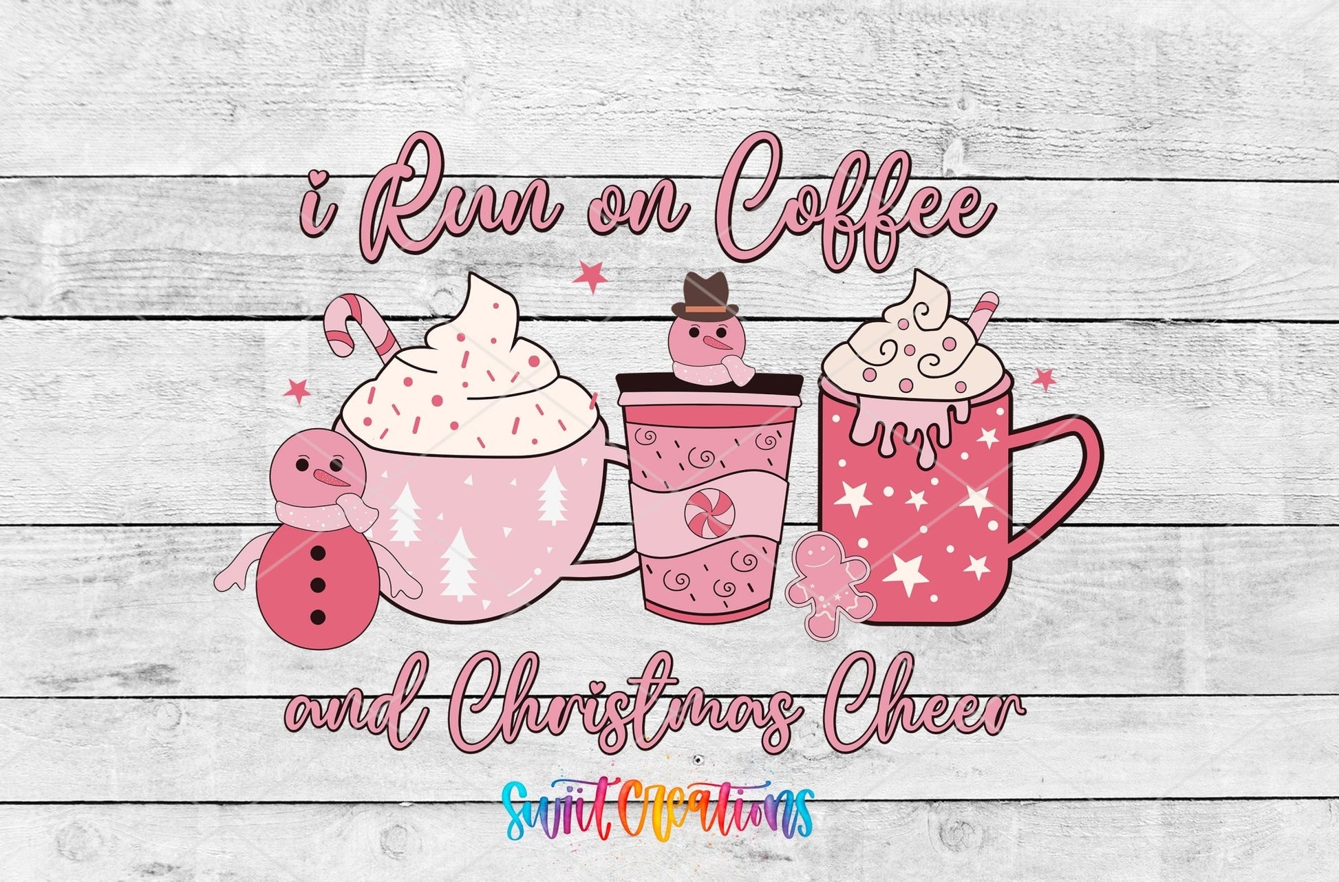 I Run On Coffee And Christmas Cheer UV DTF Decal | UV1153 - Swiit Creations