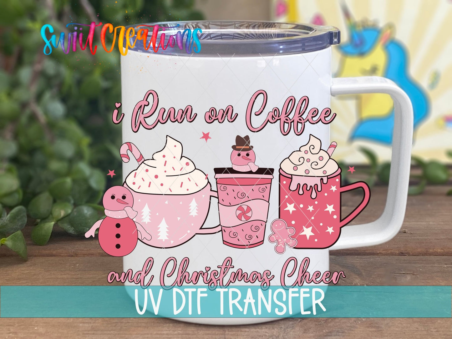 I Run On Coffee And Christmas Cheer UV DTF Decal | UV1153 - Swiit Creations
