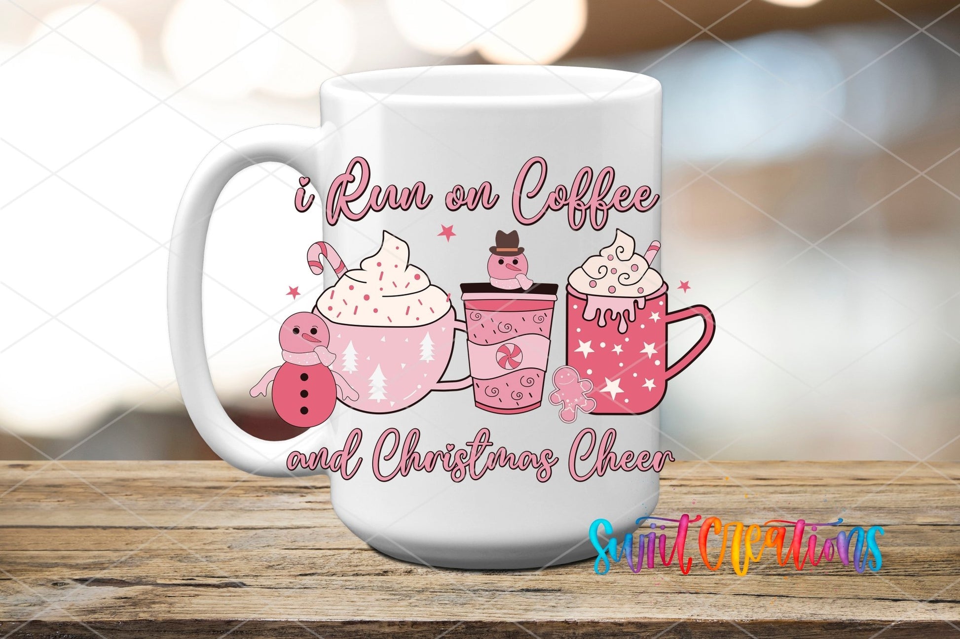 I Run On Coffee And Christmas Cheer UV DTF Decal | UV1153 - Swiit Creations