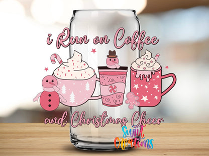 I Run On Coffee And Christmas Cheer UV DTF Decal | UV1153 - Swiit Creations