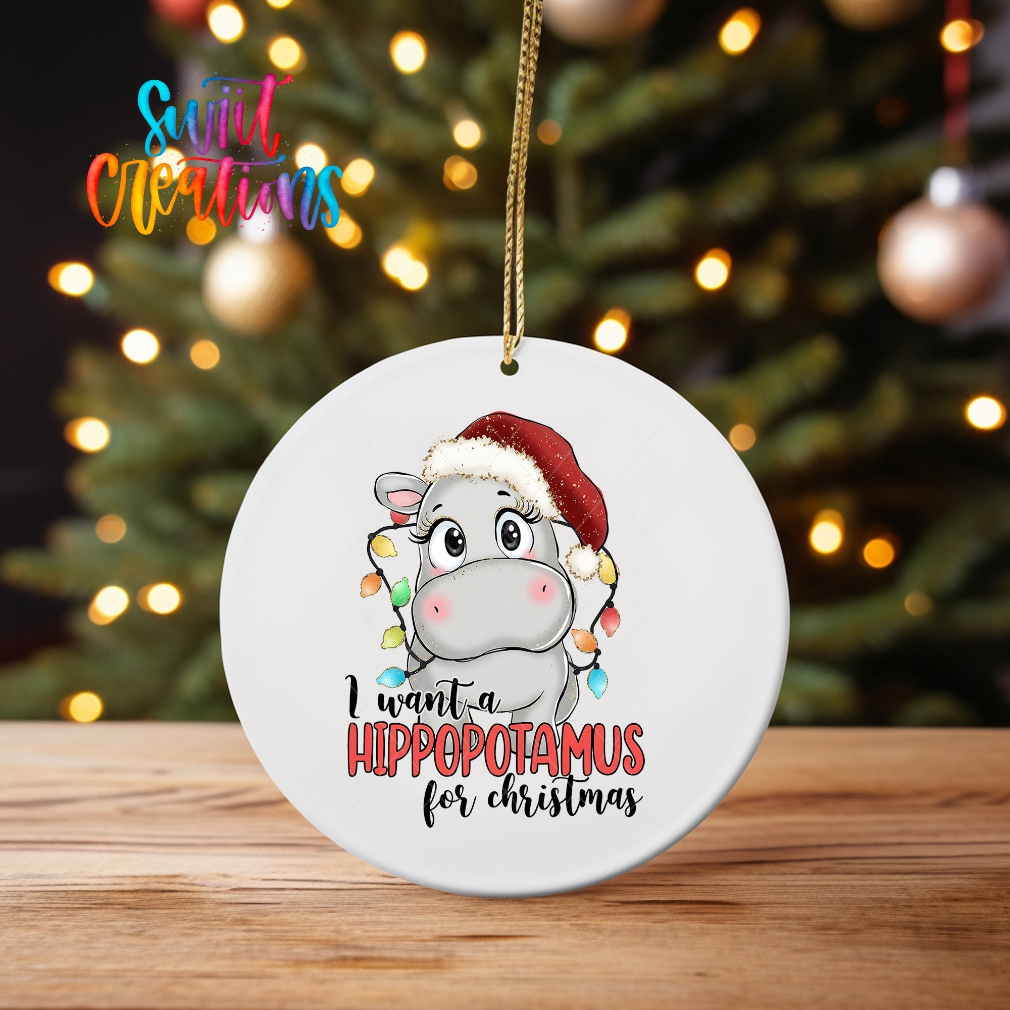 I Want a Hippopotamus for Christmas UV DTF Ornament Transfer | O-1502 - Swiit Creations