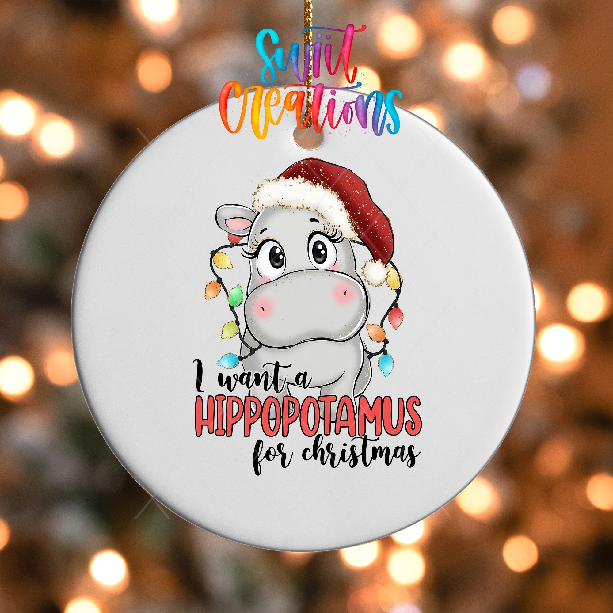 I Want a Hippopotamus for Christmas UV DTF Ornament Transfer | O-1502 - Swiit Creations
