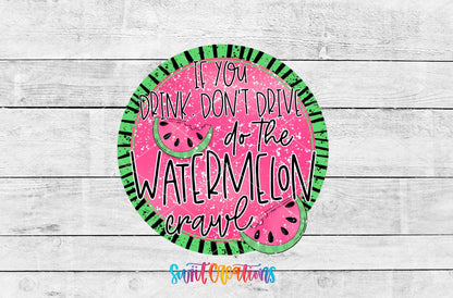 Do the Watermelon Crawl UV DTF transfer artwork on a white wood background