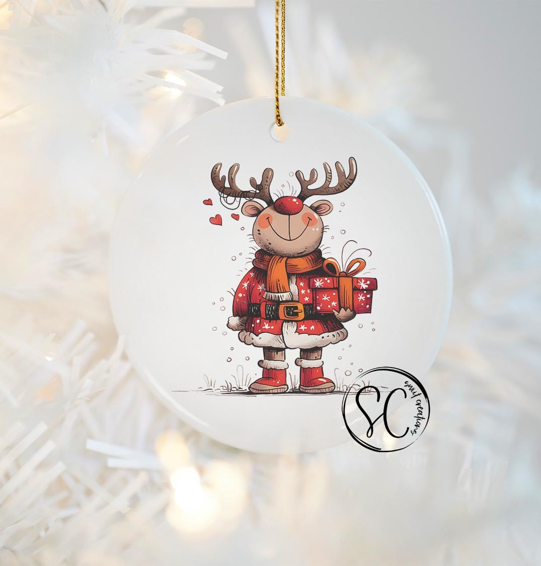 Reindeer Christmas UV DTF Transfer for Ornament O-1255UV