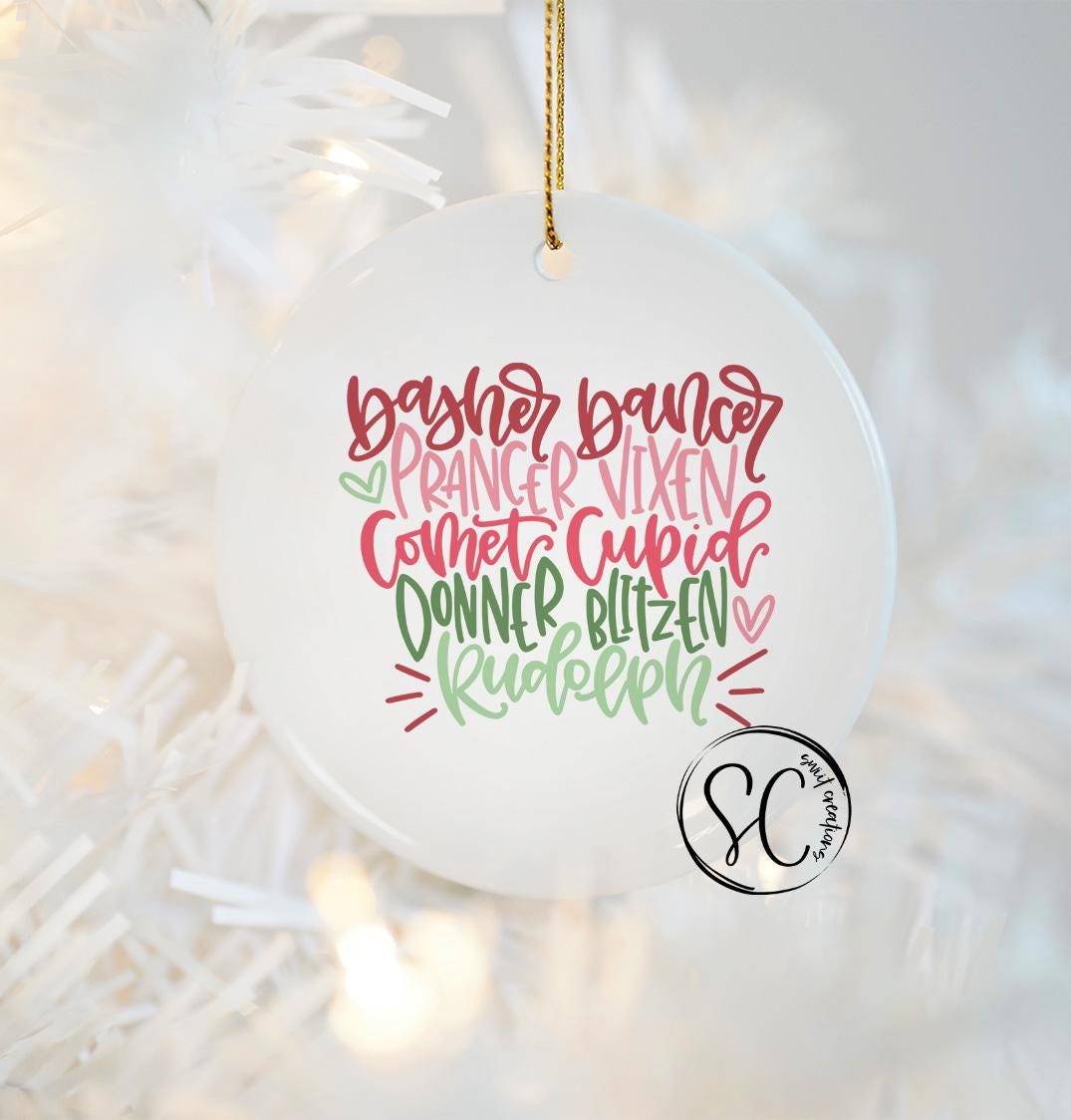 Reindeer Names Christmas UV DTF Transfer for Ornament O-299UV