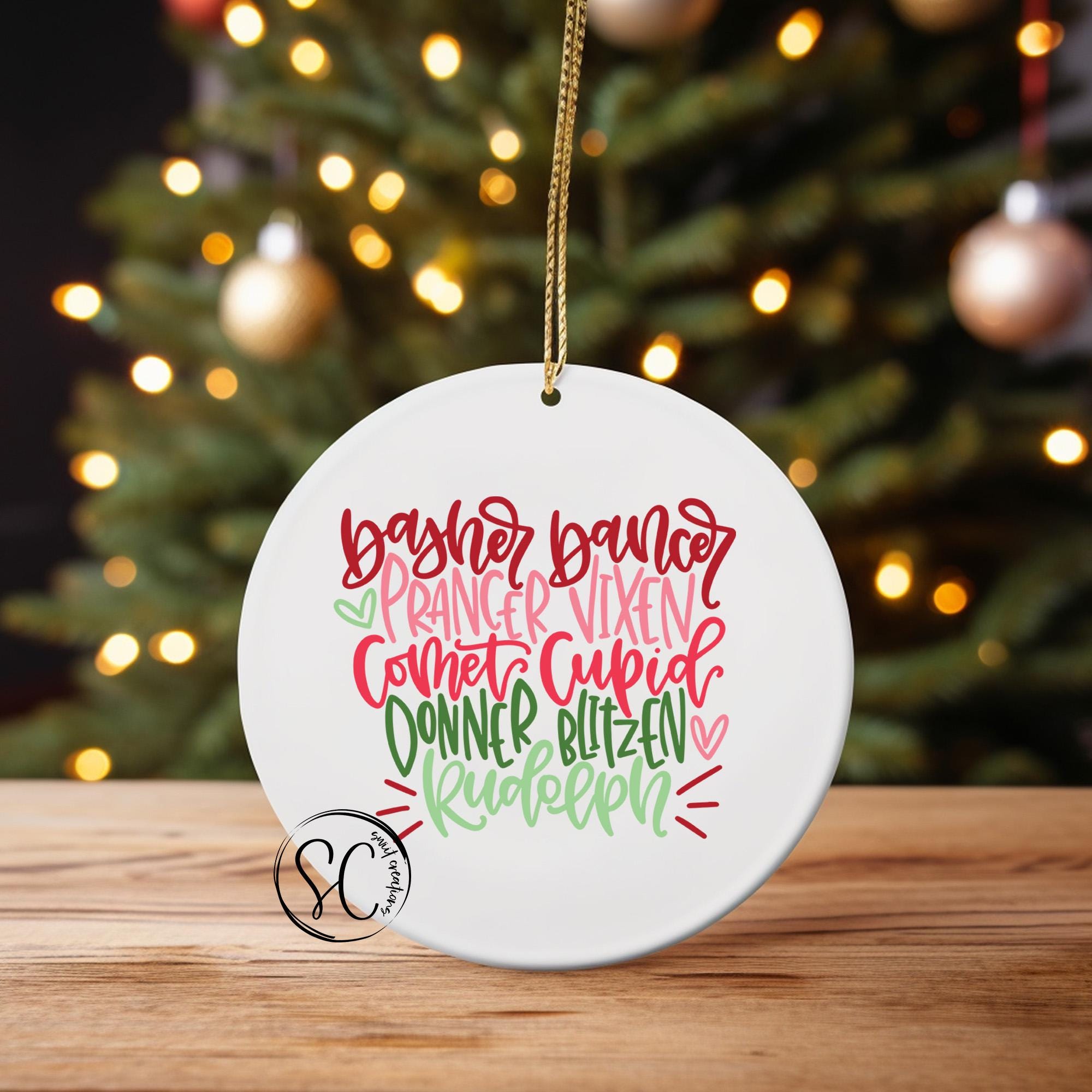 Reindeer Names Christmas UV DTF Transfer for Ornament O-299UV