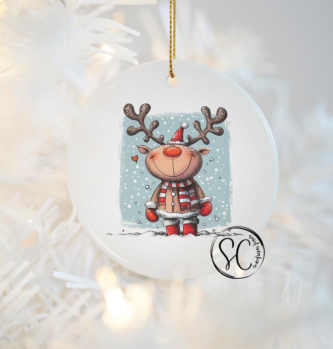 Reindeer UV DTF Transfer for Ornament Christmas UV Dtf Print Christmas Ornament Reindeer UvDtf Print Reindeer Ornament Christmas O-1256