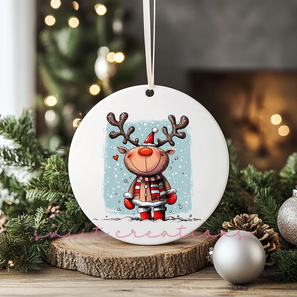 Reindeer UV DTF Transfer for Ornament Christmas UV Dtf Print Christmas Ornament Reindeer UvDtf Print Reindeer Ornament Christmas O-1256