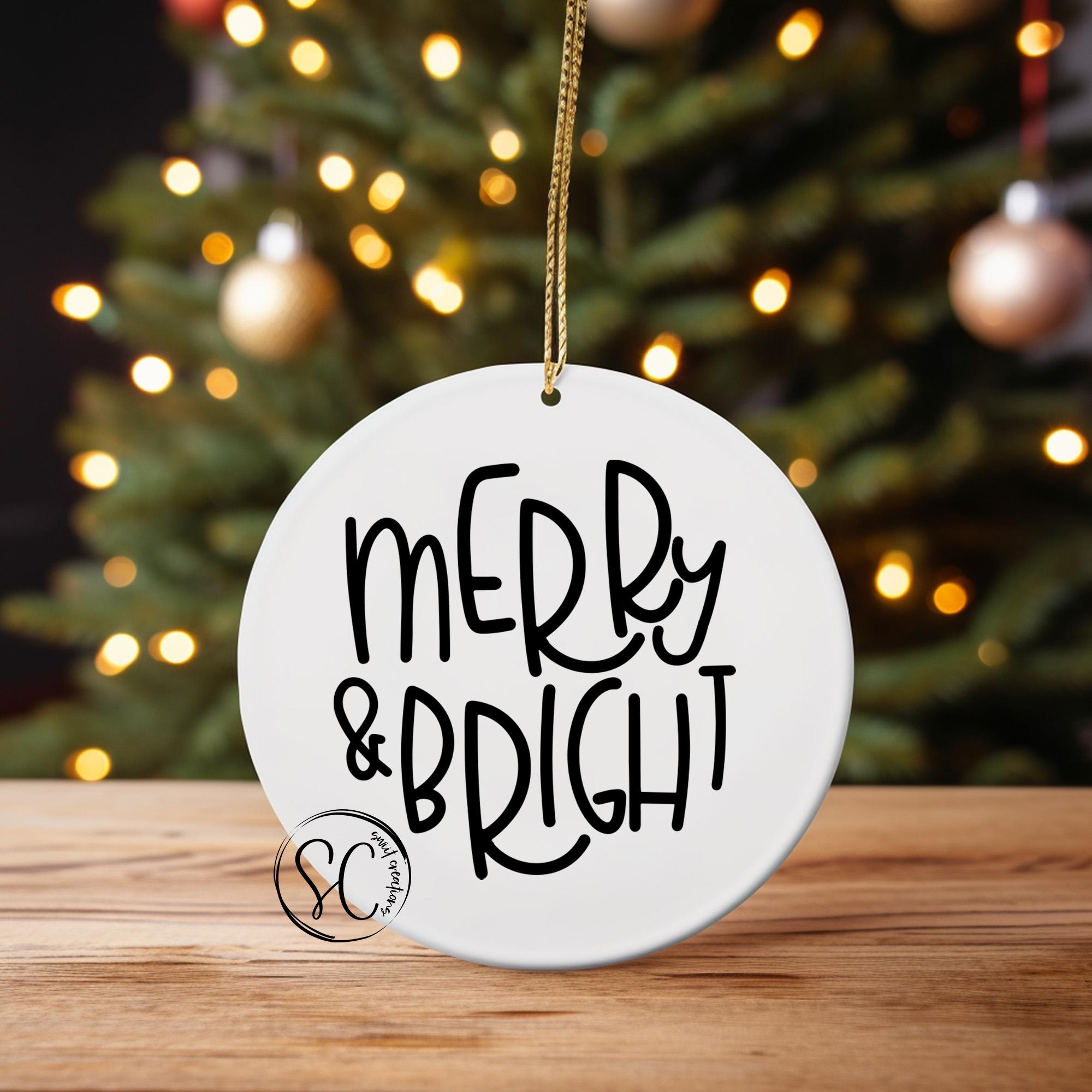 Merry and Bright Christmas UV DTF Transfer for Ornament OO-015UV