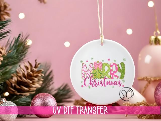 Merry Christmas UV Dtf Transfer for Ornament Christmas UV Dtf Print Christmas Ornament UvDtf Christmas Ornament Transfer O-1215
