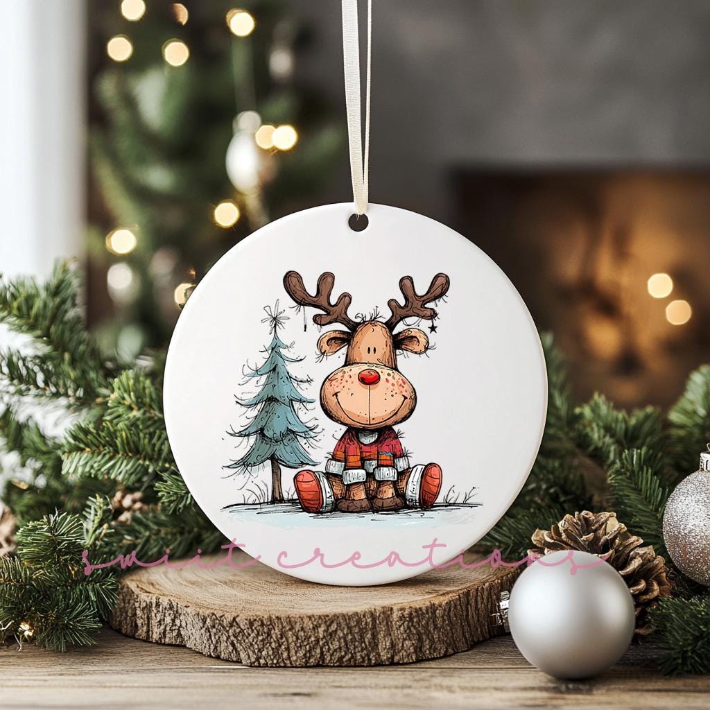 Reindeer Christmas UV DTF Transfer for Ornament O-1268UV