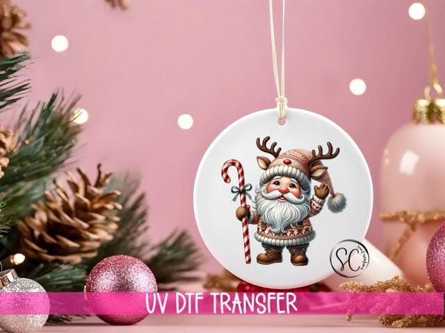 Santa Christmas UV DTF Ornament Transfer O-1103UV