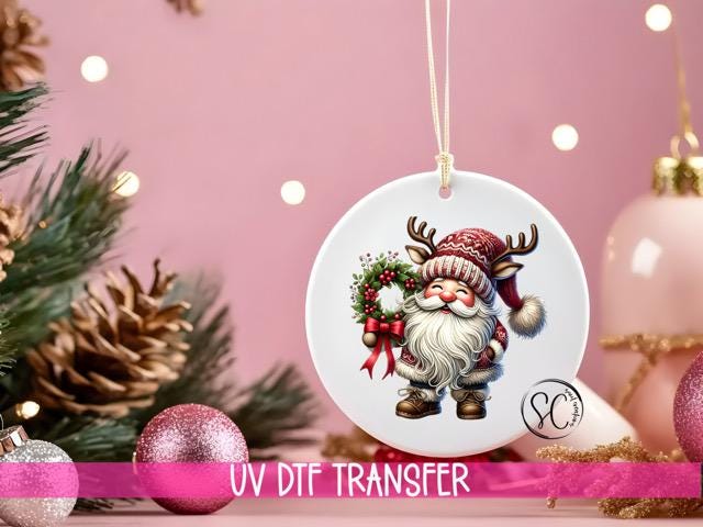 Santa Christmas UV DTF Ornament Transfer O-1105UV
