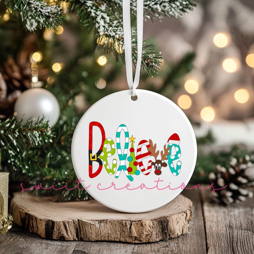 Believe Christmas UV DTF Ornament Transfer O-1157UV