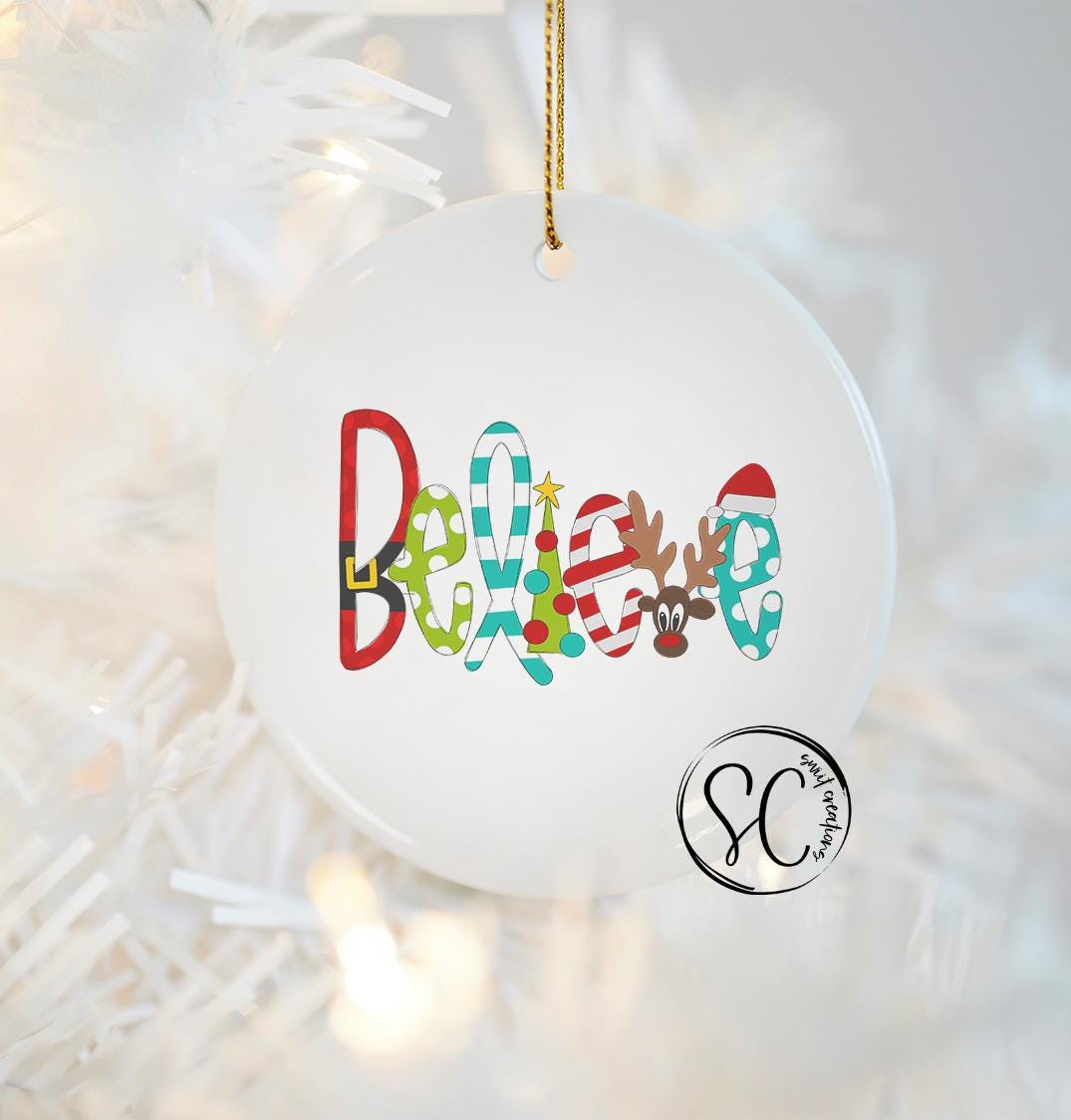 Believe Christmas UV DTF Ornament Transfer O-1157UV