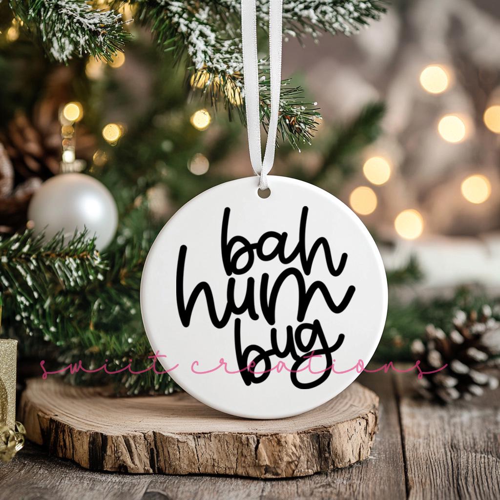 Bah Hum Bu Christmas UV DTF Ornament Transfer OO-009UV
