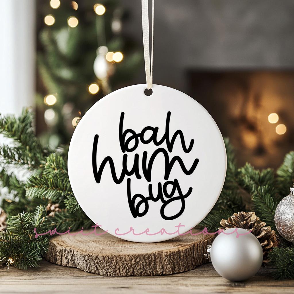 Bah Hum Bu Christmas UV DTF Ornament Transfer OO-009UV