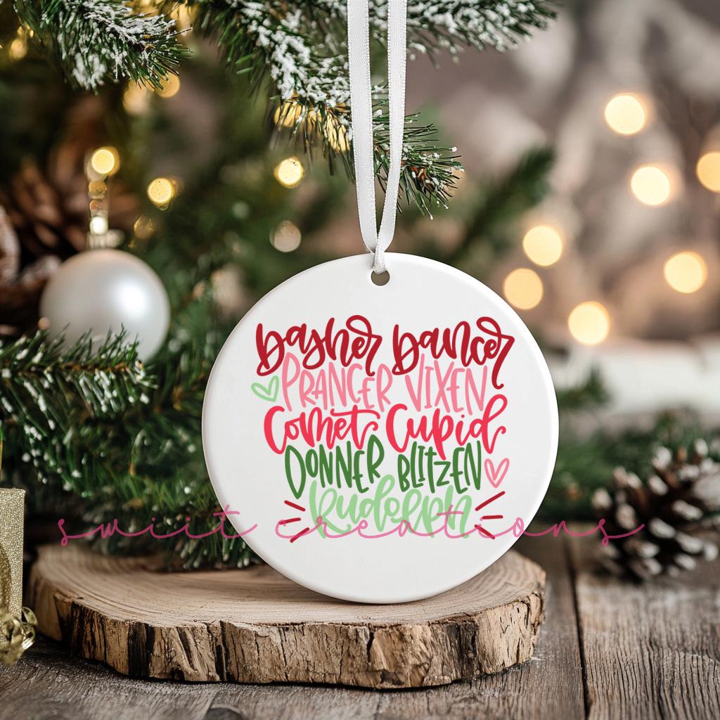 Reindeer Names Christmas UV DTF Transfer for Ornament O-299UV