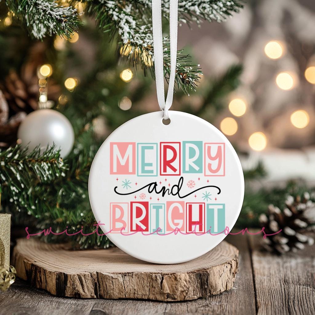 Merry and Bright Christmas UV DTF Transfer for Ornament O-1139UV