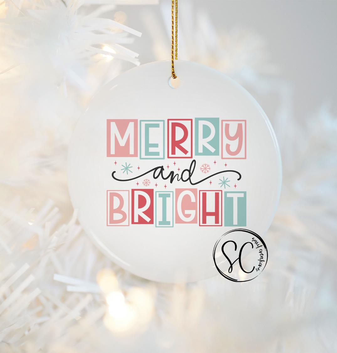 Merry and Bright Christmas UV DTF Transfer for Ornament O-1139UV