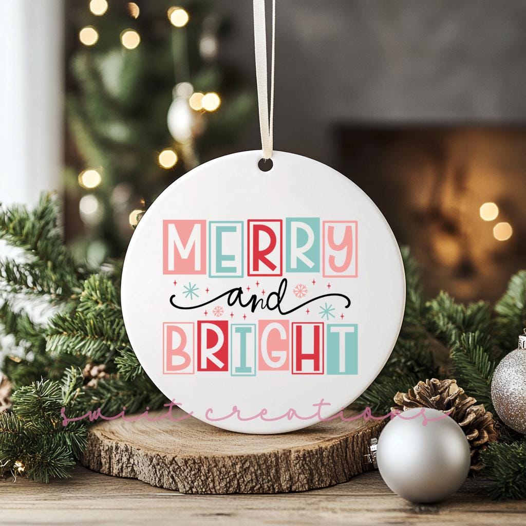 Merry and Bright Christmas UV DTF Transfer for Ornament O-1139UV