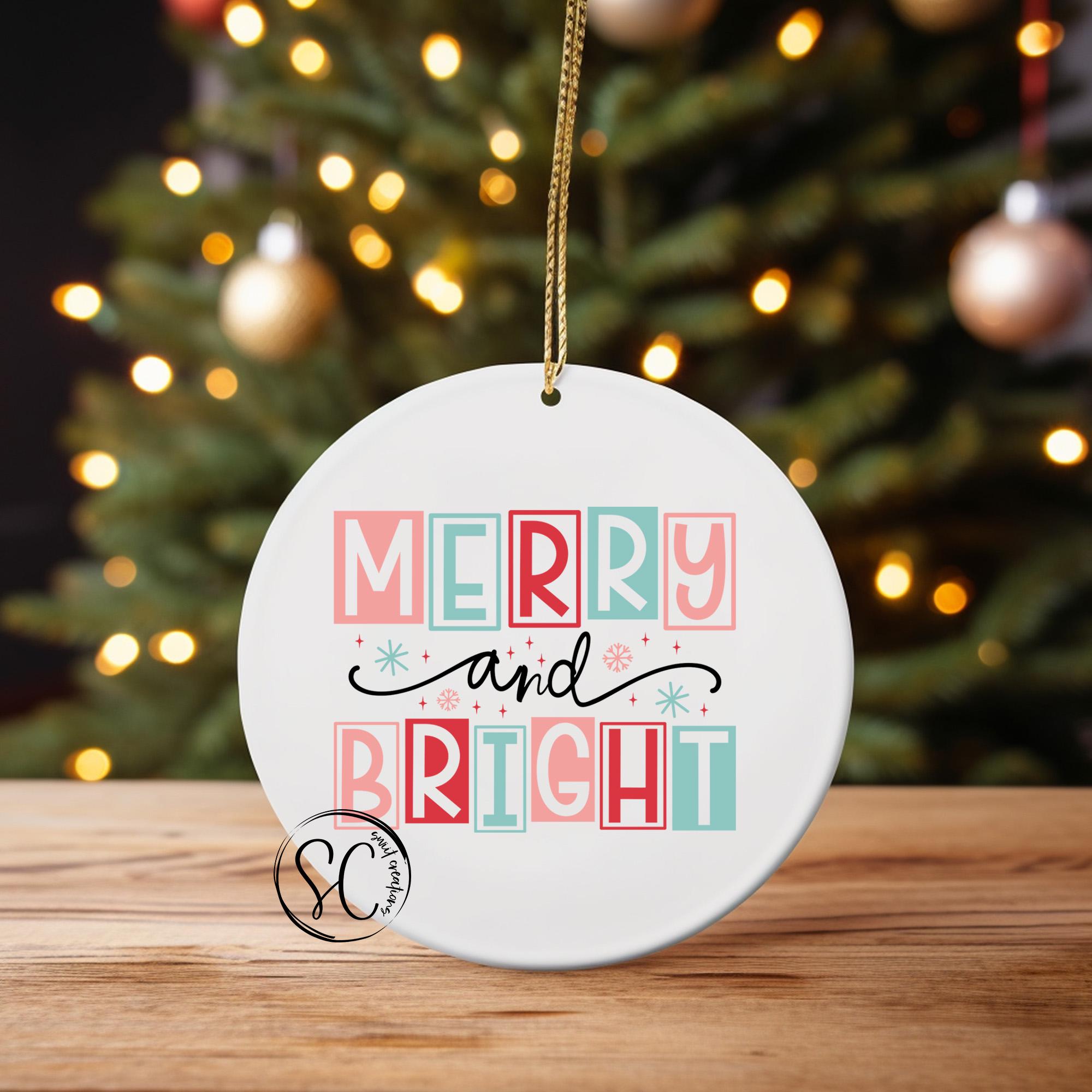 Merry and Bright Christmas UV DTF Transfer for Ornament O-1139UV
