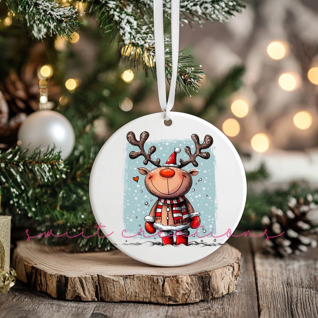 Reindeer UV DTF Transfer for Ornament Christmas UV Dtf Print Christmas Ornament Reindeer UvDtf Print Reindeer Ornament Christmas O-1256