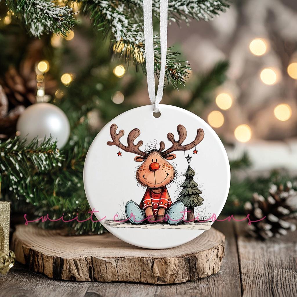Reindeer Christmas UV DTF Transfer for Ornament | O-1267