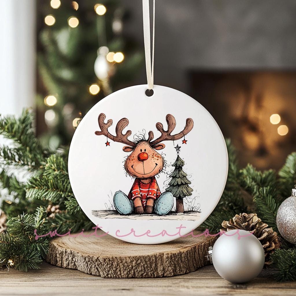 Reindeer Christmas UV DTF Transfer for Ornament O-1267UV