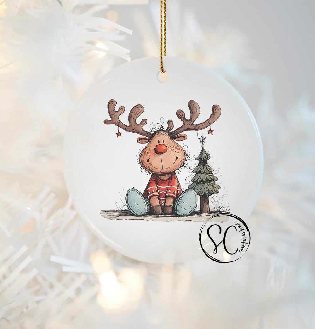 Reindeer Christmas UV DTF Transfer for Ornament O-1267UV