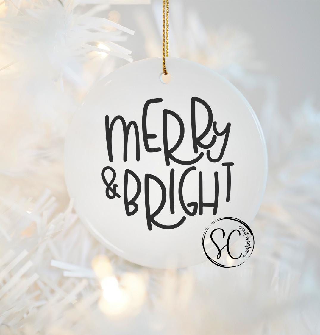 Merry and Bright Christmas UV DTF Transfer for Ornament OO-015UV