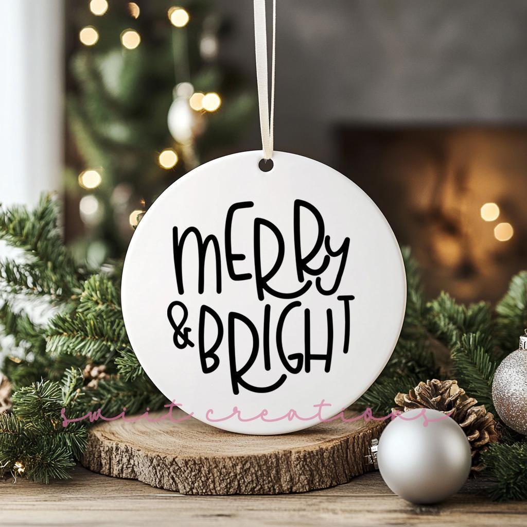 Merry and Bright Christmas UV DTF Transfer for Ornament OO-015UV