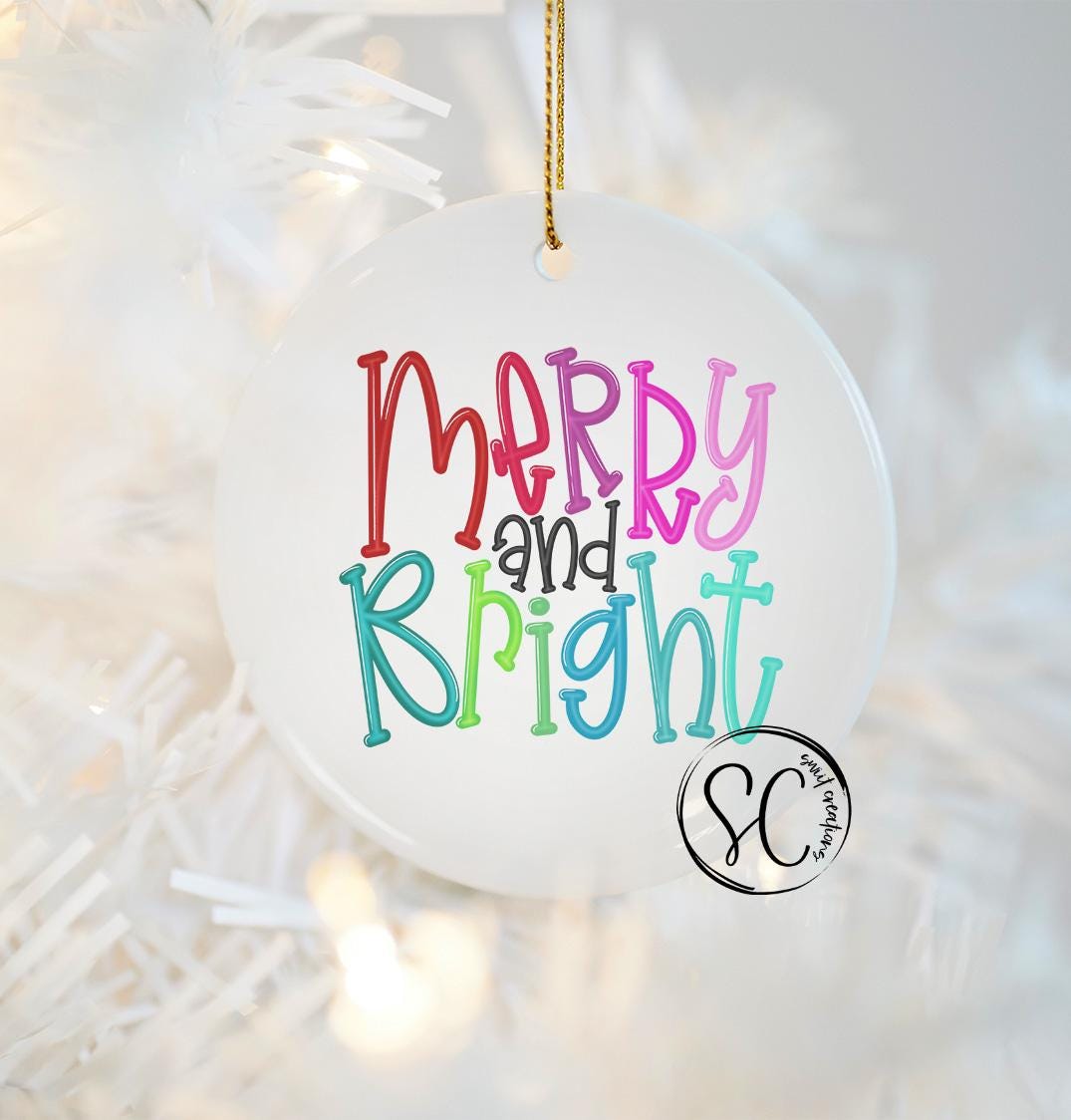 Merry and Bright Christmas UV DTF Transfer for Ornament O-1140UV
