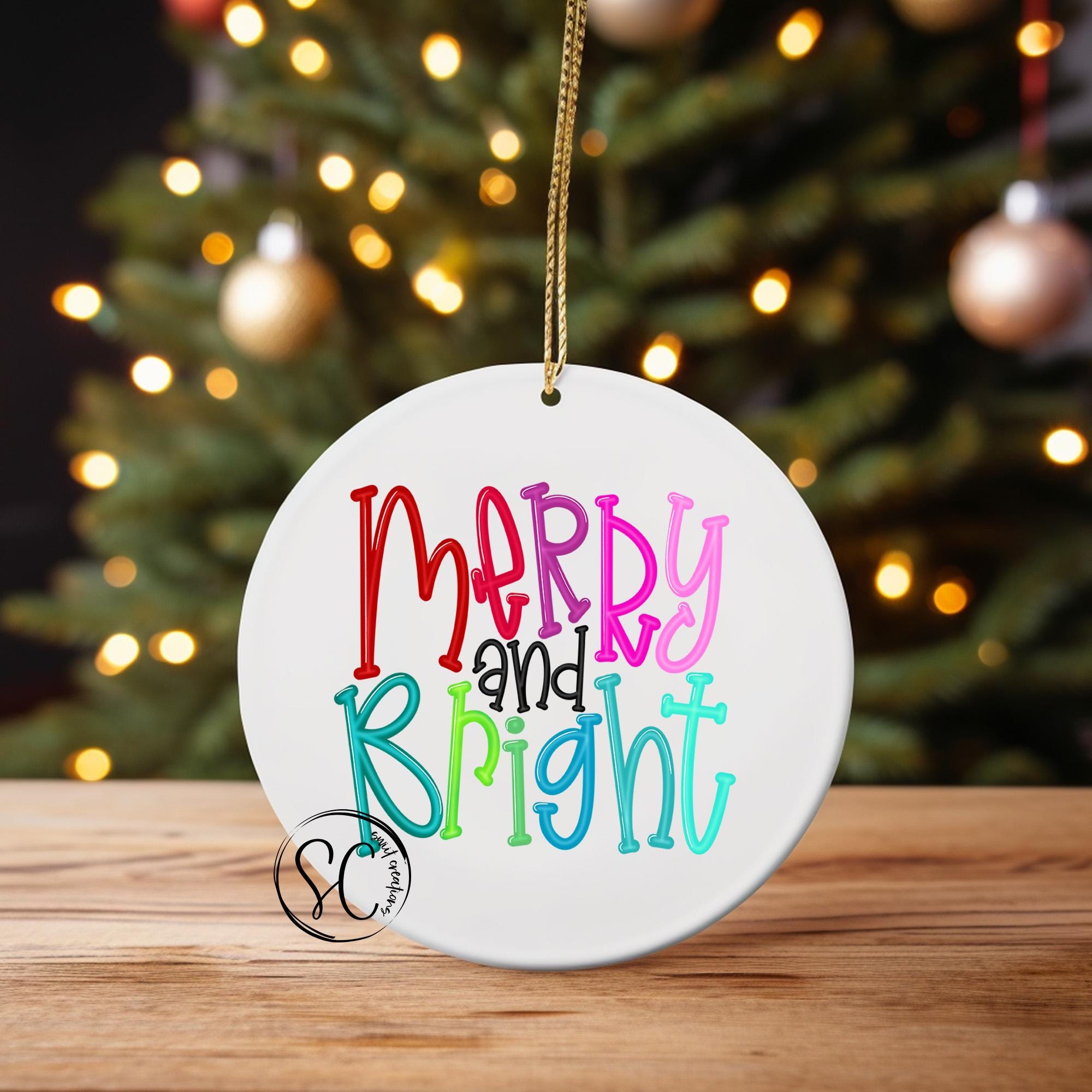Merry and Bright Christmas UV DTF Transfer for Ornament O-1140UV