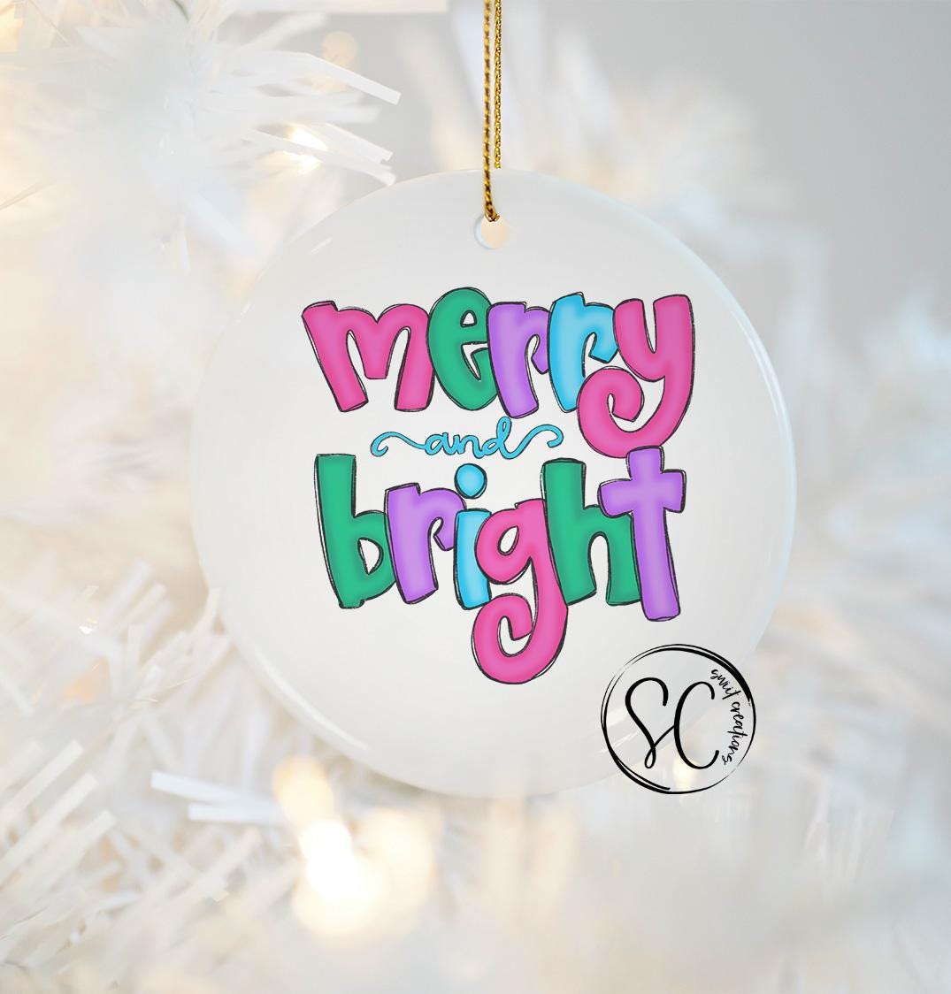 Merry and Bright Christmas UV DTF Transfer for Ornament O-1200UV