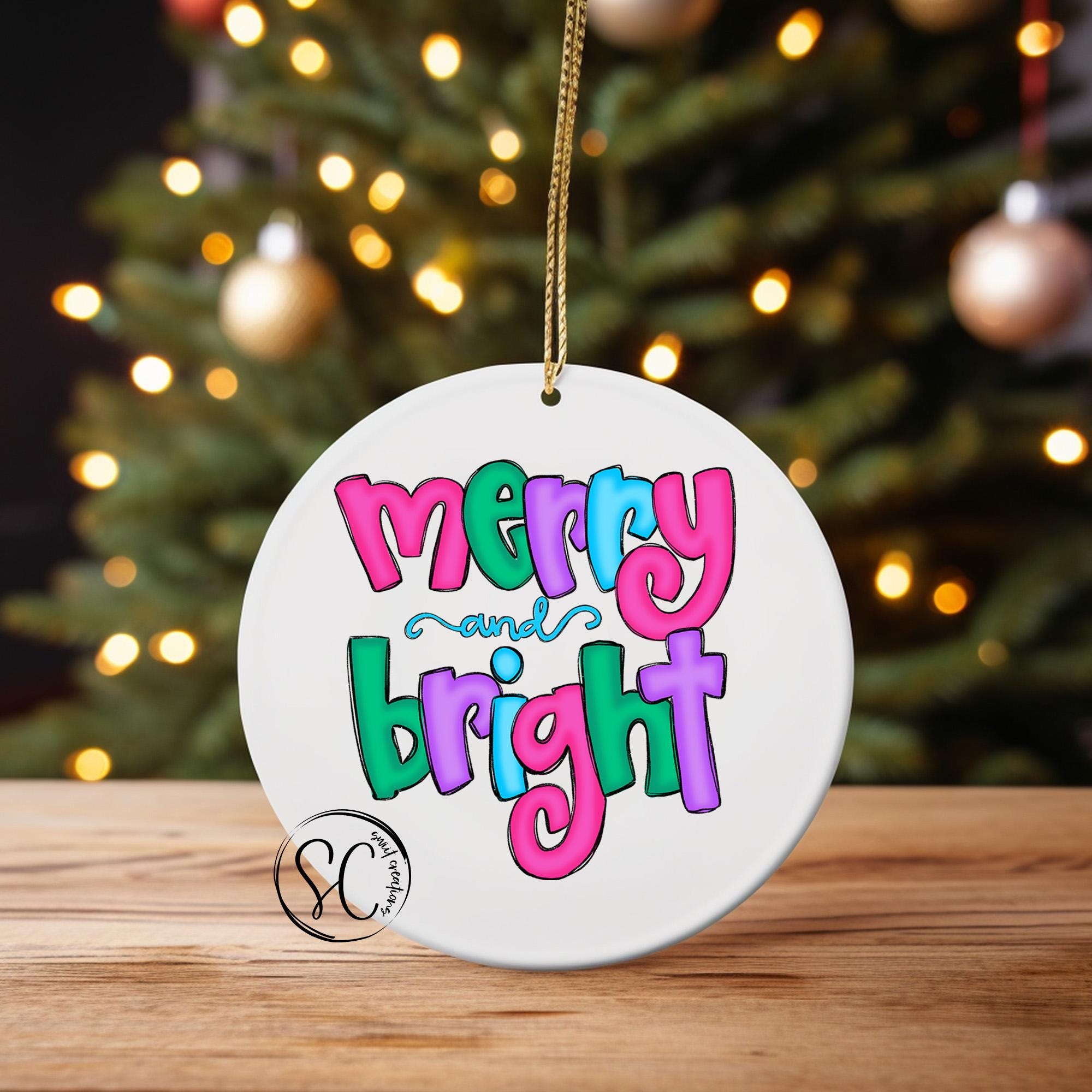 Merry and Bright Christmas UV DTF Transfer for Ornament O-1200UV