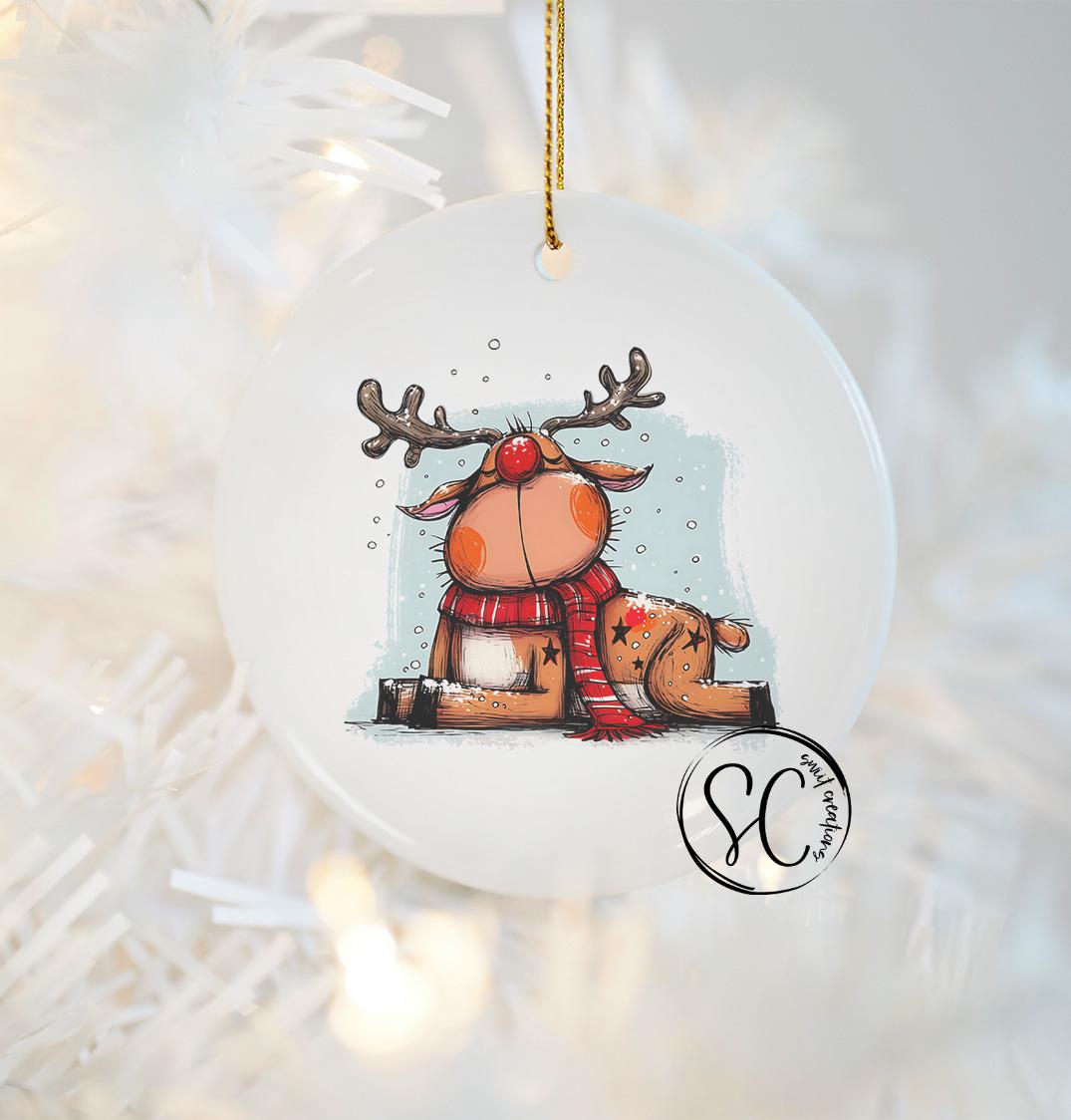 Reindeer Christmas UV DTF Transfer for Ornament | O-1271