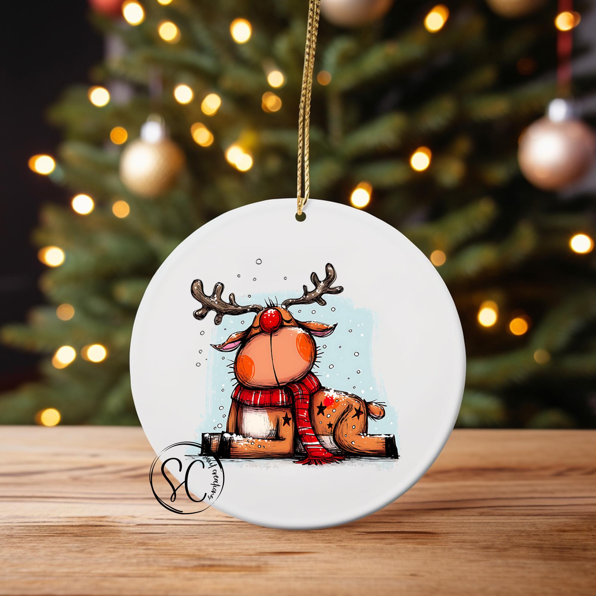 Reindeer Christmas UV DTF Transfer for Ornament | O-1271