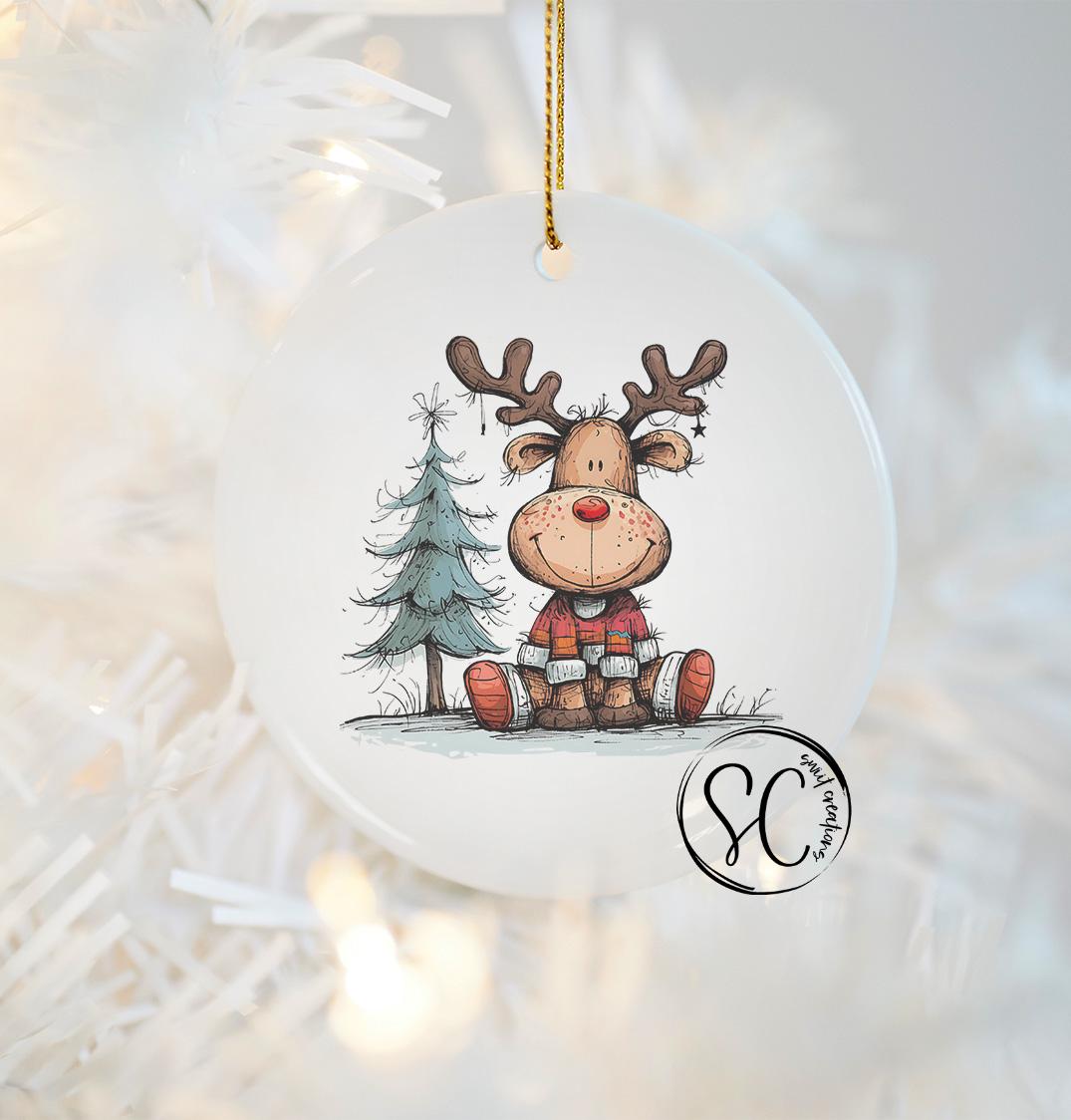 Reindeer Christmas UV DTF Transfer for Ornament O-1268UV