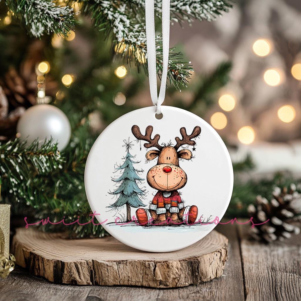 Reindeer Christmas UV DTF Transfer for Ornament O-1268UV