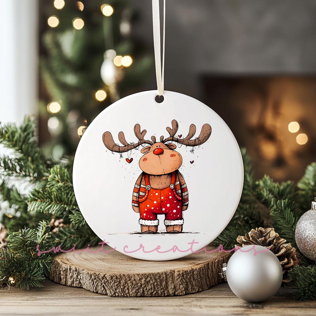 Reindeer Christmas UV DTF Transfer for Ornament O-1263UV