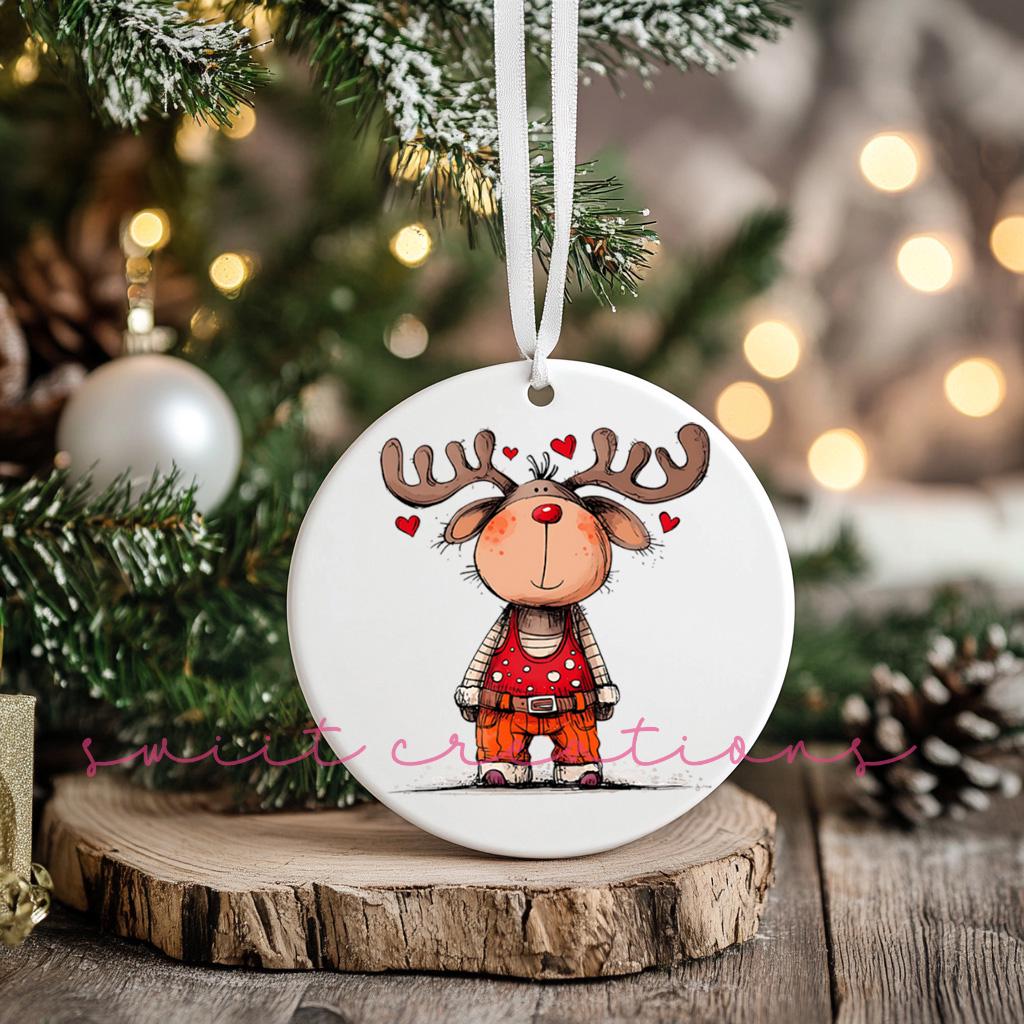 Reindeer Christmas UV DTF Transfer for Ornament O-1258UV