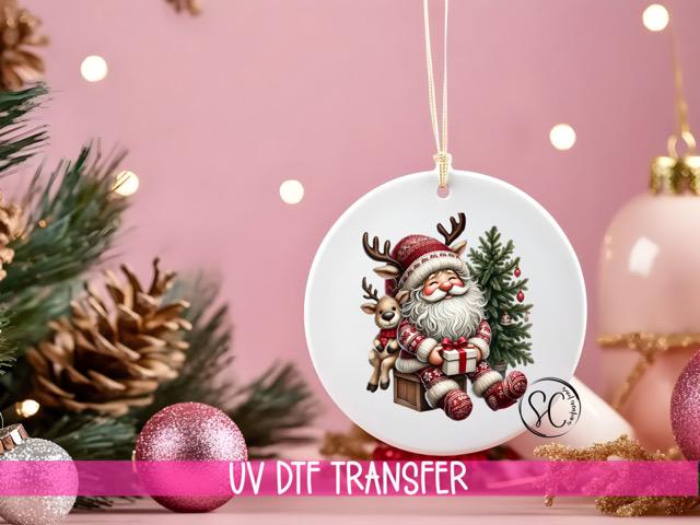 Santa Christmas UV DTF Ornament Transfer O-1121UV