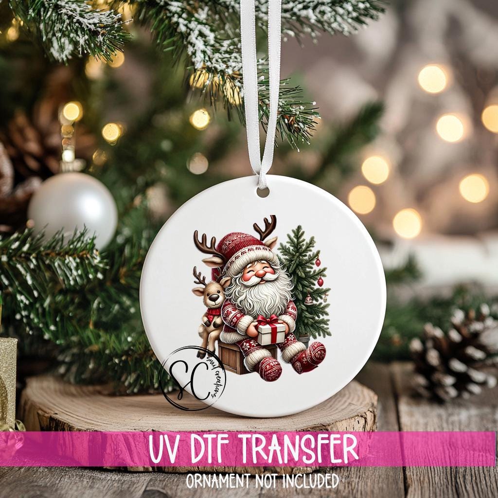 Santa Christmas UV DTF Ornament Transfer O-1121UV